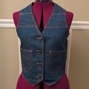 Tru Blu by Eton Britisher Jean Vest with Pleated Shoulder Embellishment